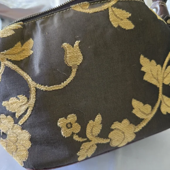 Latico Hobo Bag Embroidered Floral Brown Leather Trim Small Shoulder Purse - Picture 14 of 16